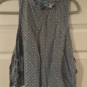 Floral Blue and Orange Sleeveless Top